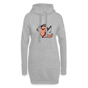 Angler Wurm Angel Hut Fischer Regenwurm Haken - Hoodie-Kleid - Grau meliert - Vorne