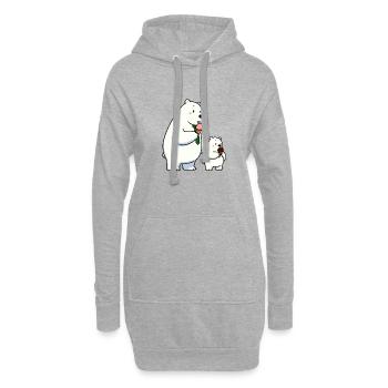 Père et fils Ours polaire avec crème glacée au chocolat à la fraise - Sweat-shirt à capuche long Femme - gris chiné - Devant