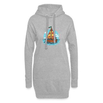 Voilier Ahoy Sea avec voile de pizza au salami - Sweat-shirt à capuche long Femme - gris chiné - Devant