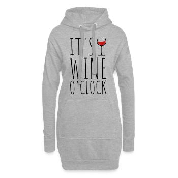 It's wine O'clock - Weinglas Lustiger Spruch - Hoodie-Kleid - Grau meliert - Vorne