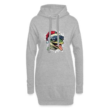 Lézard Noël Drôle - Sweat-shirt à capuche long Femme - gris chiné - Devant