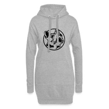 Bulldog français - Sweat-shirt à capuche long Femme - gris chiné - Devant