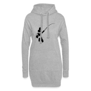 Fliegenfischer - schwarzer Aufdruck - Hoodie-Kleid - Grau meliert - Vorne