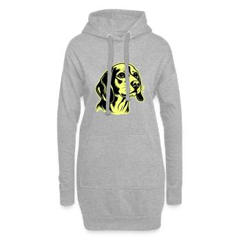 Beagle Hund Kopf - Hoodie-Kleid - Grau meliert - Vorne