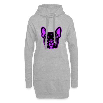 Französische Bulldogge Hund Kopf - Hoodie-Kleid - Grau meliert - Vorne