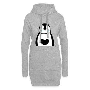 doux pingouin penguins cadeau de pingouin - Sweat-shirt à capuche long Femme - gris chiné - Devant