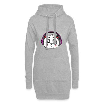 Panda avec écouteurs - Sweat-shirt à capuche long Femme - gris chiné - Devant
