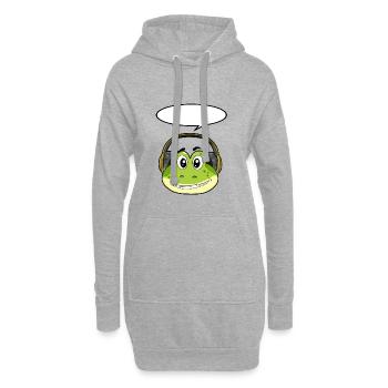 Grenouille avec écouteurs - Sweat-shirt à capuche long Femme - gris chiné - Devant