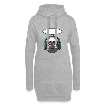 Mouton avec écouteurs - Sweat-shirt à capuche long Femme - gris chiné - Devant