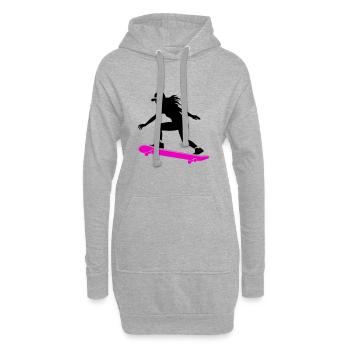 Skateboarding Frau Symbol Skateboard - Hoodie-Kleid - Grau meliert - Vorne