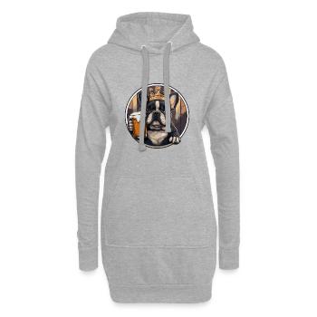 Französische Buldogge Hund Bier Comic - Hoodie-Kleid - Grau meliert - Vorne