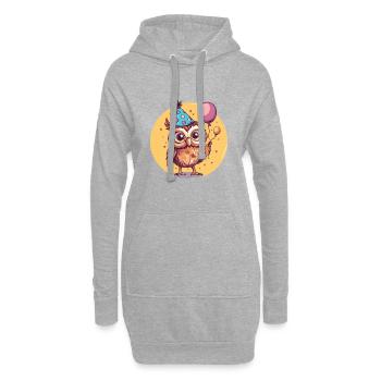 Eule Geburtstag Comic - Hoodie-Kleid - Grau meliert - Vorne