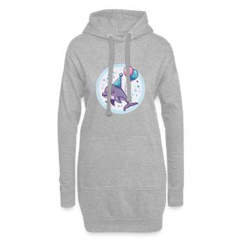 Delfin Geburtstag Comic - Hoodie-Kleid - Grau meliert - Vorne