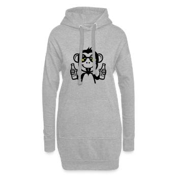 Affe Saufen Lustig Bier - Hoodie-Kleid - Grau meliert - Vorne