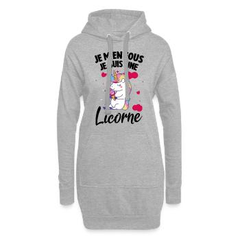 Je M’en Fous je suis une licorne Cadeau - Sweat-shirt à capuche long Femme - gris chiné - Devant