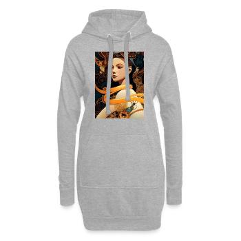 Naina - Geometrisch mechanischer Kunst Stil - Hoodie-Kleid - Grau meliert - Vorne