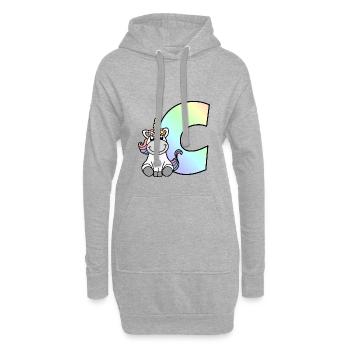 Licorne Lettre C - Sweat-shirt à capuche long Femme - gris chiné - Devant