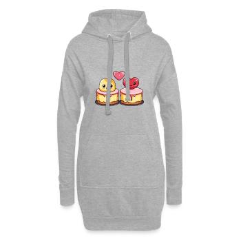 Cheesecake Couple Amour Coeur Saint Valentin - Sweat-shirt à capuche long Femme - gris chiné - Devant