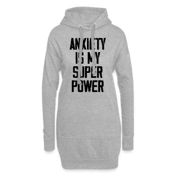 Angst ist meine Superkraft - Lustig - Hoodie-Kleid - Grau meliert - Vorne