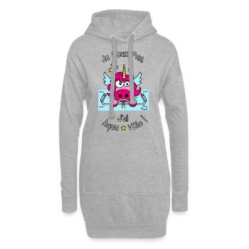 Licorne Je peux pas, J'ai Aqua-Vélo WT - Sweat-shirt à capuche long Femme - gris chiné - Devant