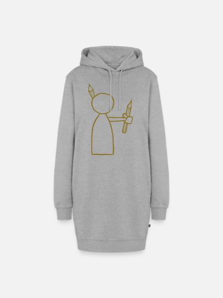 Männchen Zeichner - Hoodie-Kleid - Grau meliert