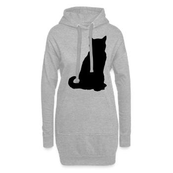 silhouette de chat simple! Silhouette de chat noir! - Sweat-shirt à capuche long Femme - gris chiné - Devant