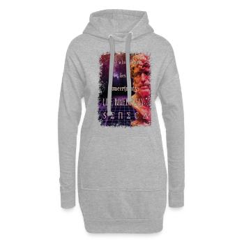 Stoic Seneca Future Zitat sofort live - Hoodie-Kleid - Grau meliert - Vorne