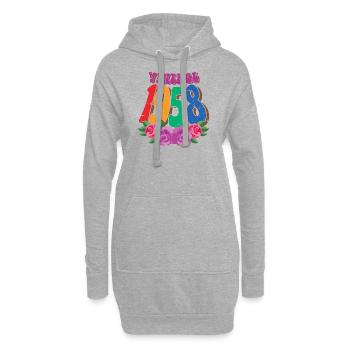 Fleur rétro 1958, 64 ans 64th Birthday Gift - Sweat-shirt à capuche long Femme - gris chiné - Devant