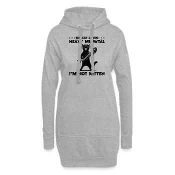 Heavy Metal Chat Musique Humour Drôle Idée Cadeau - Sweat-shirt à capuche long Femme - gris chiné - Devant