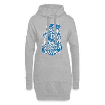 Ein Buch am Tag hält die Realität fern - Hoodie-Kleid - Grau meliert - Vorne