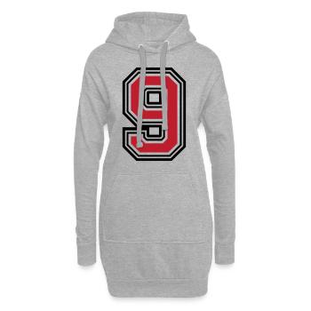 9 symbole numérique - Sweat-shirt à capuche long Femme - gris chiné - Devant