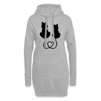 Katze Herz Liebe - Hoodie-Kleid - Grau meliert - Vorne