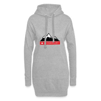 Schweizer Berge - Switzerland Alps - Alpen - Hoodie-Kleid - Grau meliert - Vorne