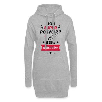 mon super pouvoir je suis infimière - Sweat-shirt à capuche long Femme - gris chiné - Devant