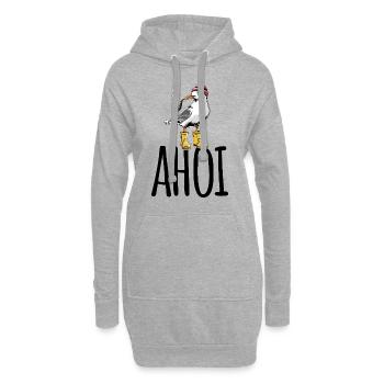 Möwe - Ahoi - Nordsee - Geschenk - Hoodie-Kleid - Grau meliert - Vorne