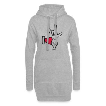 I love you - Sweat-shirt à capuche long Femme - gris chiné - Devant
