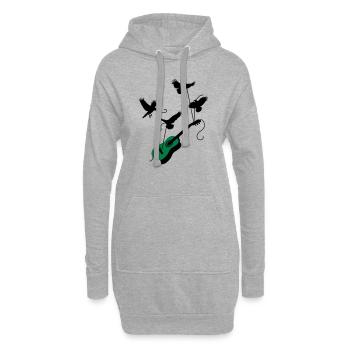 Vögel mit Gitarre - Hoodie-Kleid - Grau meliert - Vorne