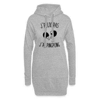 J'peux pas j'ai pinpong 1c - Sweat-shirt à capuche long Femme - gris chiné - Devant