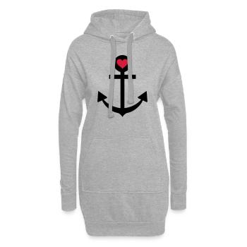 anker herz schifffahrt kapitän - Hoodie-Kleid - Grau meliert - Vorne
