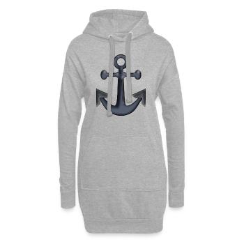 ancre - Sweat-shirt à capuche long Femme - gris chiné - Devant