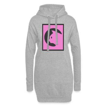 Chat rose - Sweat-shirt à capuche long Femme - gris chiné - Devant