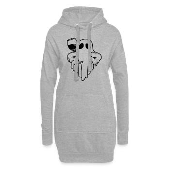 Comic Wein trinkender Geist - Hoodie-Kleid - Grau meliert - Vorne