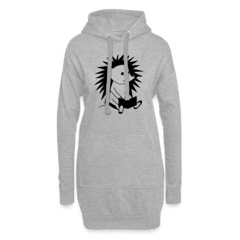 Igel liest Buch Illustration Geschenk - Hoodie-Kleid - Grau meliert - Vorne