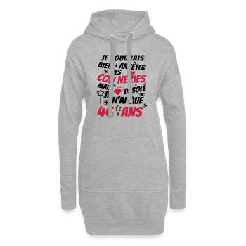 connerie 46 ans / cadeau anniversaire 46 ans - Sweat-shirt à capuche long Femme - gris chiné - Devant
