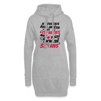 conneries 33 ans / humour anniversaire 33 ans - Sweat-shirt à capuche long Femme - gris chiné - Devant