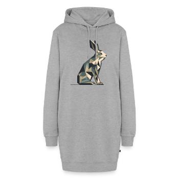 Origami Hase - Hoodie-Kleid - Grau meliert - Vorne