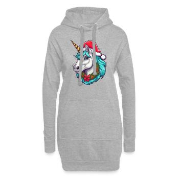 Einhorn zu Weihnachten - Hoodie-Kleid - Grau meliert - Vorne