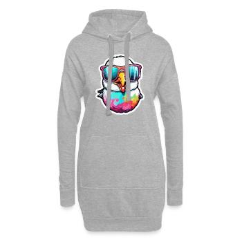 Mouette / Animal / Port / Oiseau / Mer / Eau - Sweat-shirt à capuche long Femme - gris chiné - Devant