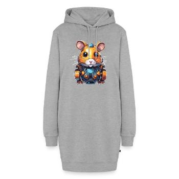 Roboter Tier / KI / Mechanisierte Tiere / Comic - Hoodie-Kleid - Grau meliert - Vorne