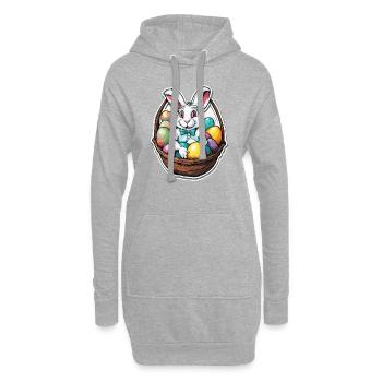 Osterhase / Ostern / Eier / Feiertage / Osterfest - Hoodie-Kleid - Grau meliert - Vorne